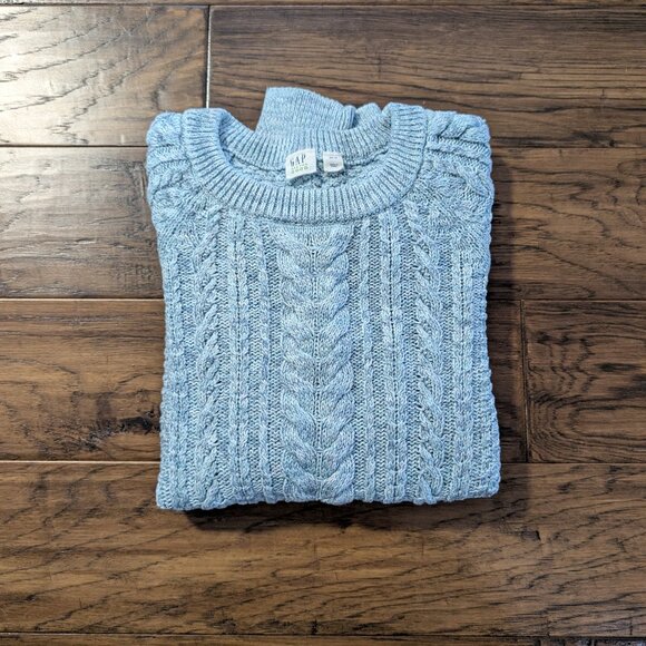 Gap classic cable knit crew neck sweater aqua blue size XS - Picture 16 of 16